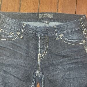 Dark Wash boot cut silver jeans